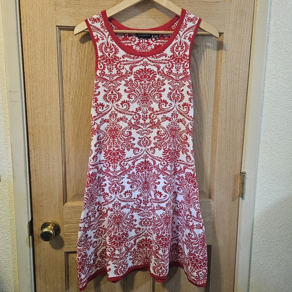 Nina Leonard Argyle Print red & white dress size medium